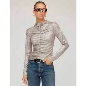 Fifteen Twenty Ruched Selena Top in Gold Dust XS NWT QuietLuxury MobWife